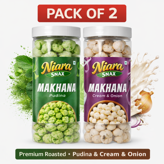 Roasted Makhana Combo Pack of 2 – Pudina & Cream Onion Flavour