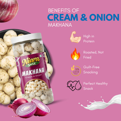 Cream & Onion Makhana (Fox Nuts) | Roasted Healthy Snack