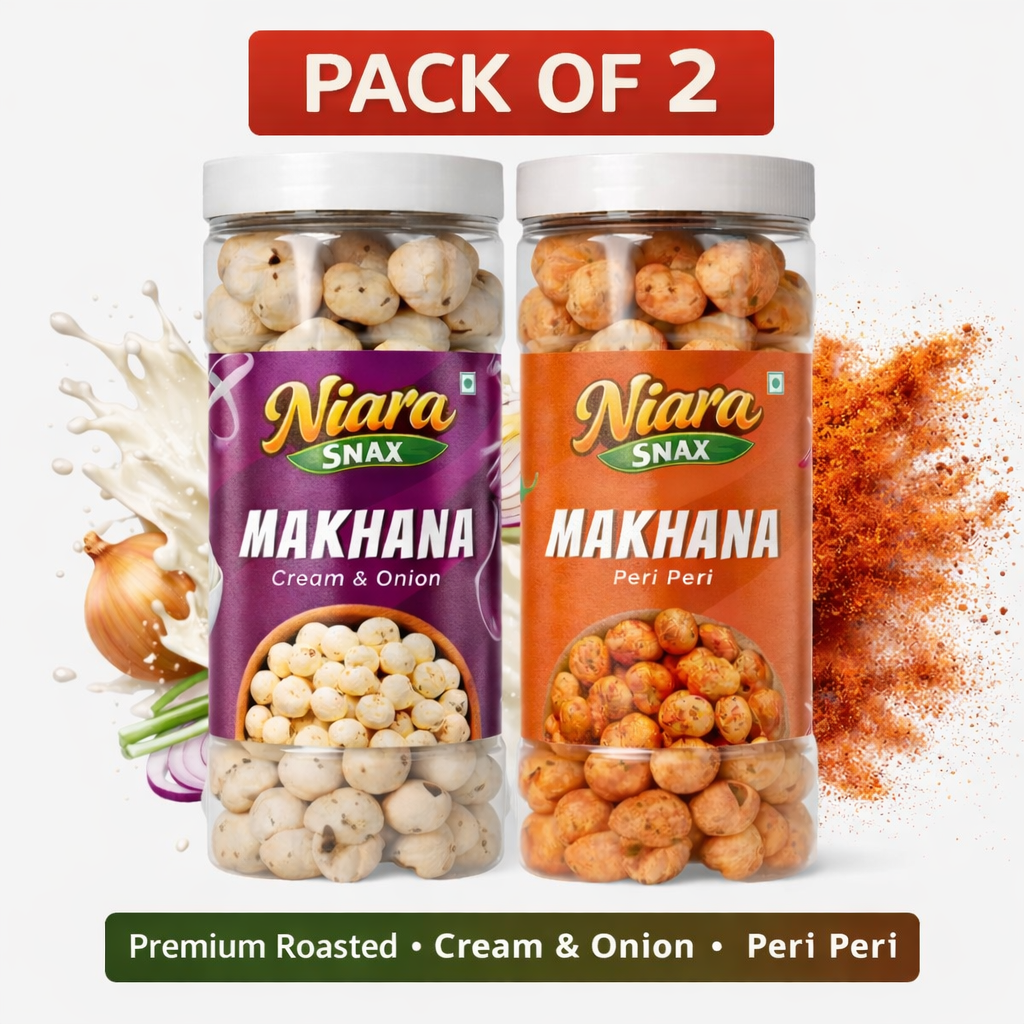 Roasted Makhana Combo Pack of 2 – Cream & Onion & Peri Peri Flavour