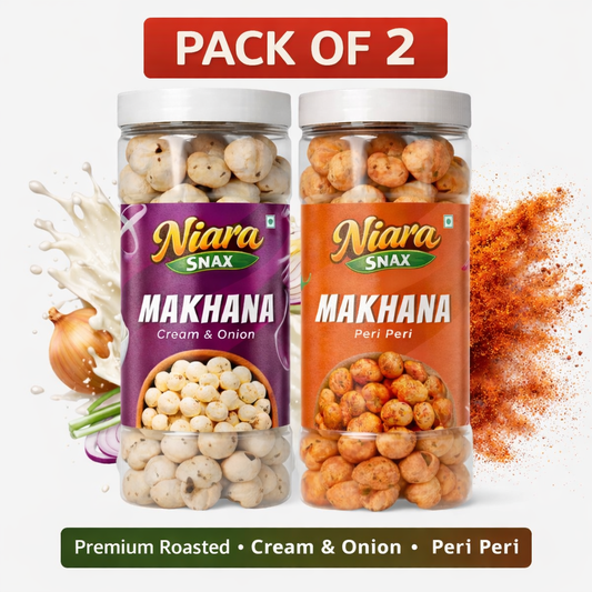 Roasted Makhana Combo Pack of 2 – Cream & Onion & Peri Peri Flavour